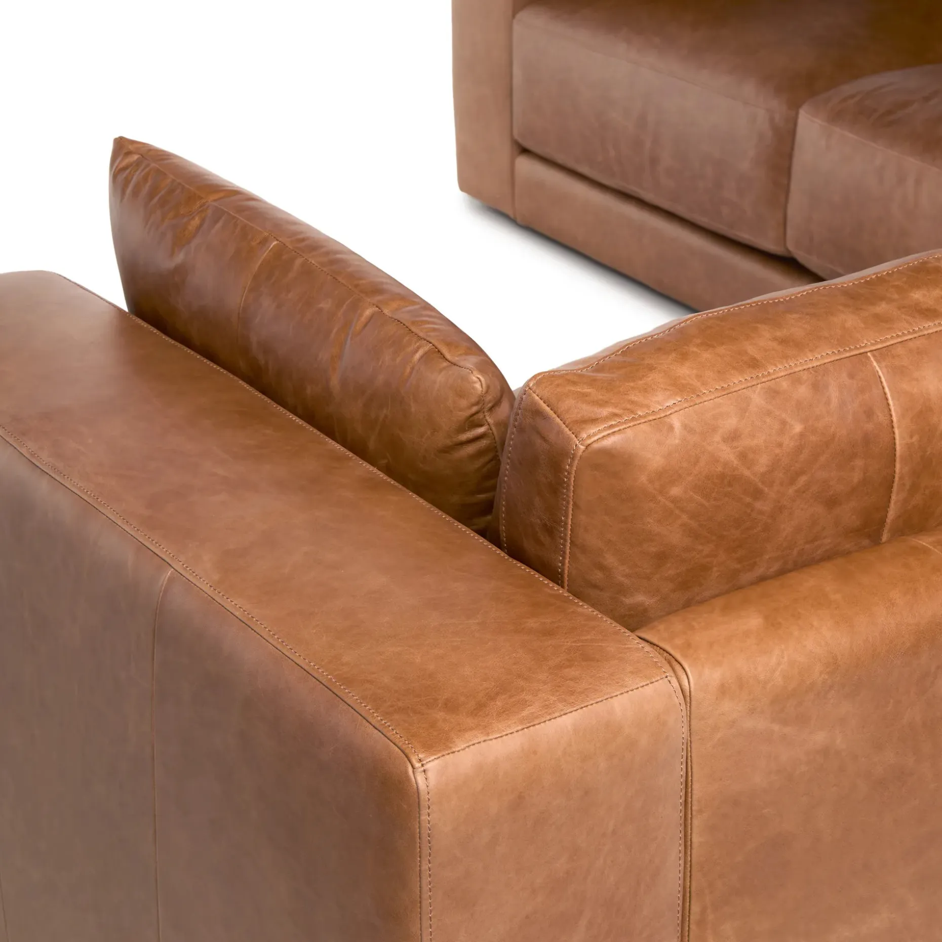 Whitmore 107" Leather Corner Sectional - Salerno Tan