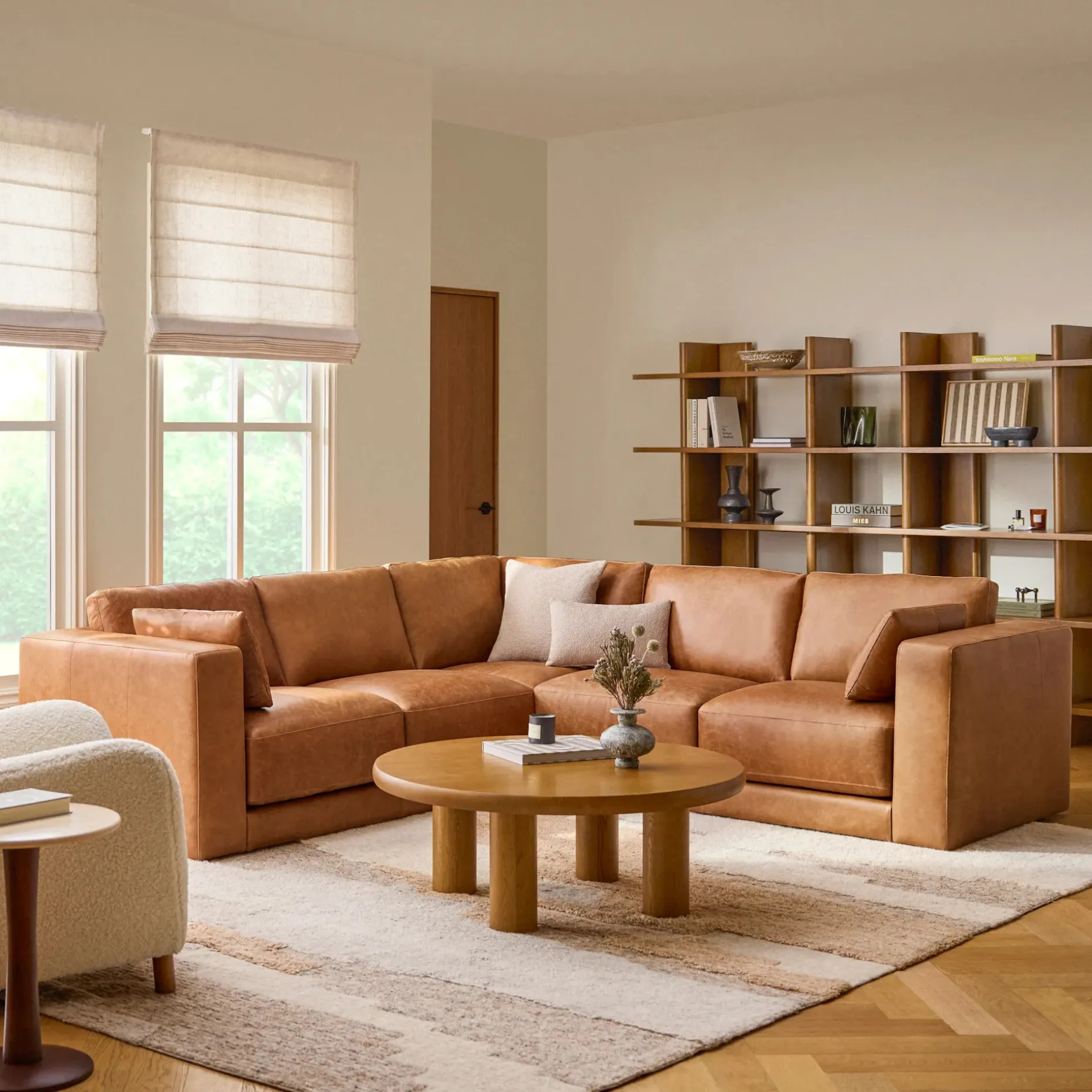 Whitmore 107" Leather Corner Sectional - Salerno Tan