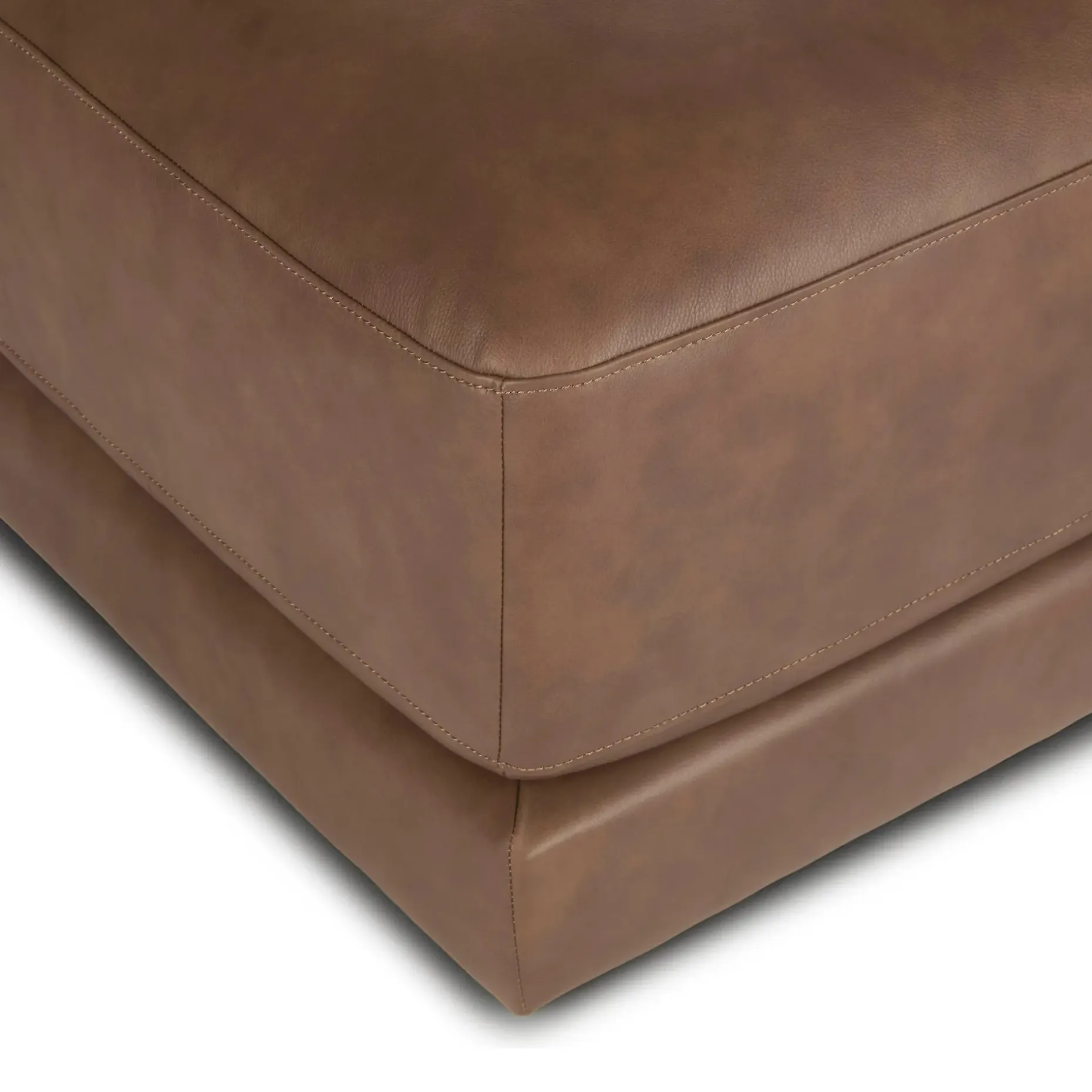 Whitmore 33" Leather Ottoman - Lucia Brown