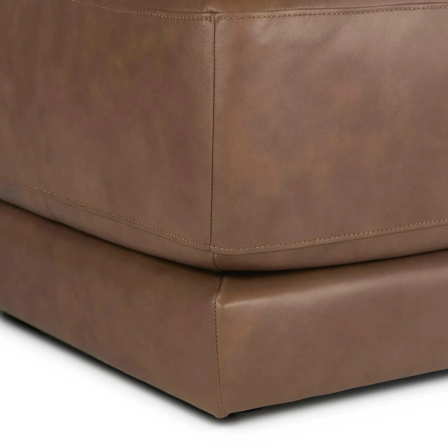 Whitmore 33" Leather Ottoman - Lucia Brown