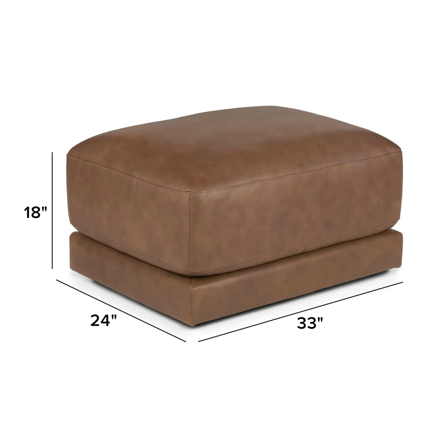 Whitmore 33" Leather Ottoman - Lucia Brown