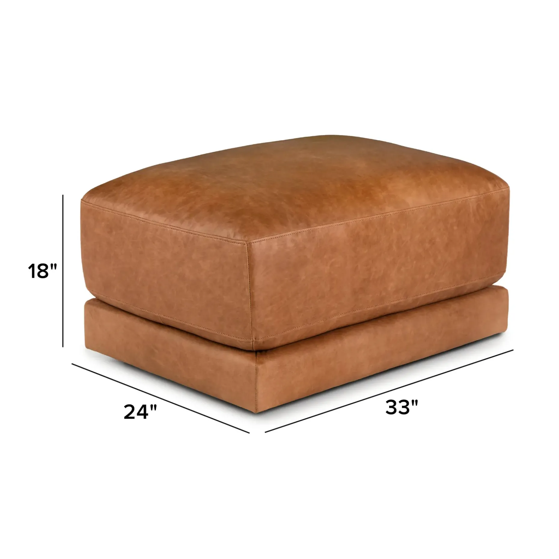 Whitmore 33" Leather Ottoman - Salerno Tan