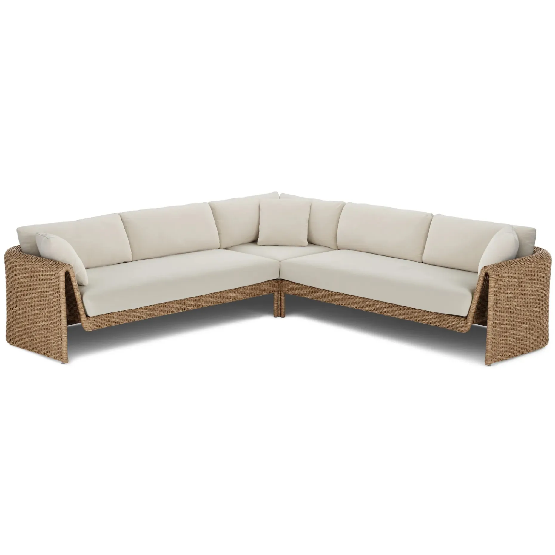 Willa 107.25" Outdoor Wicker Corner Sectional - Dravite Ivory
