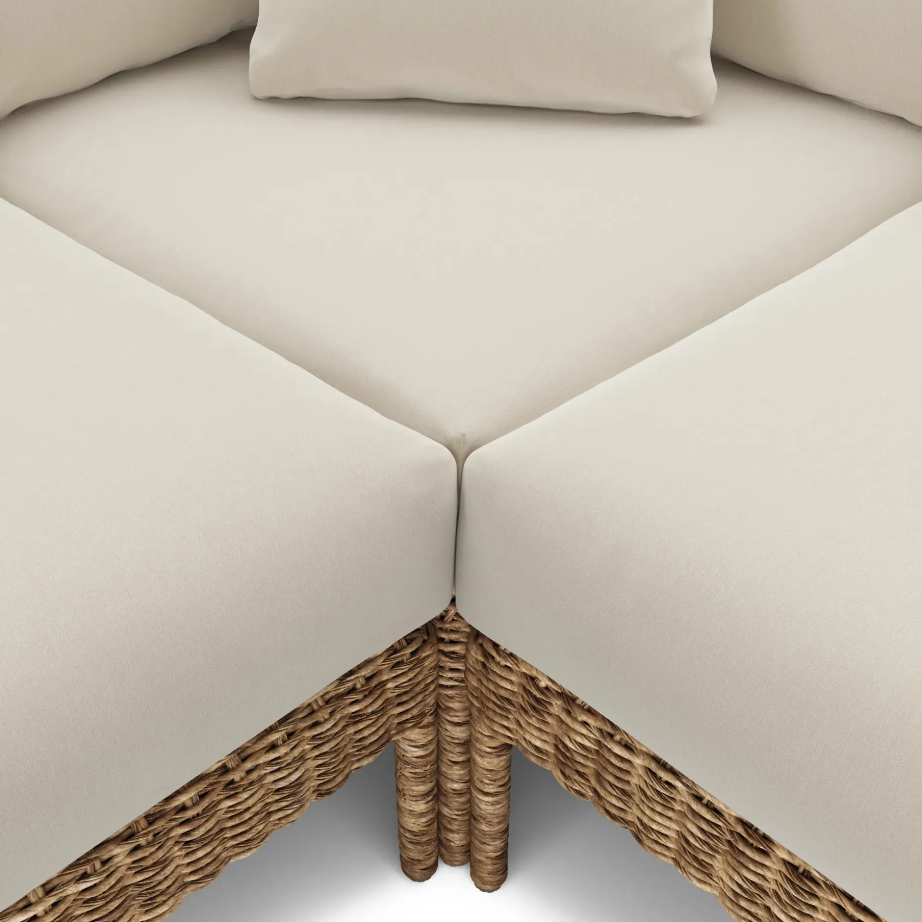 Willa 107.25" Outdoor Wicker Corner Sectional - Dravite Ivory
