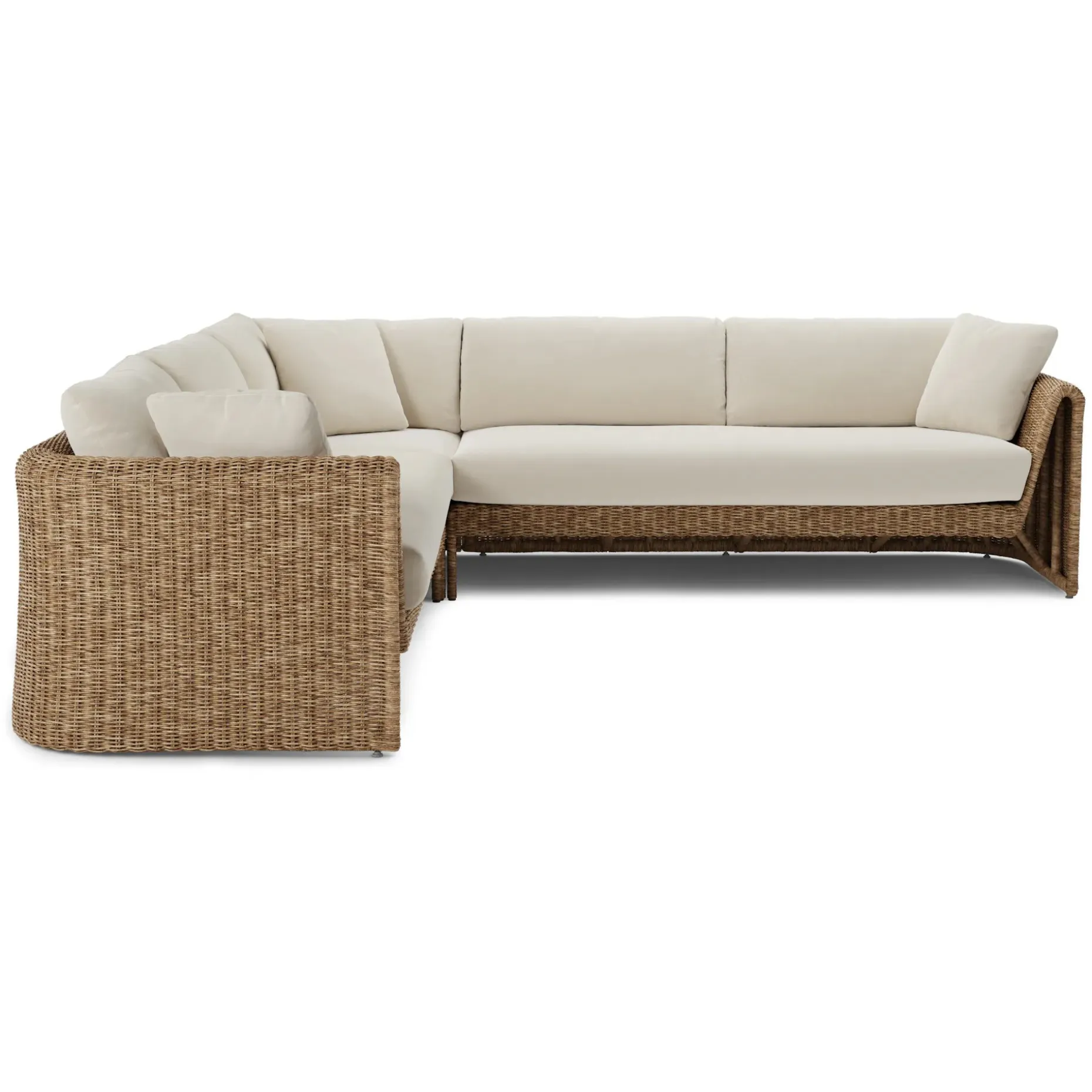 Willa 107.25" Outdoor Wicker Corner Sectional - Dravite Ivory