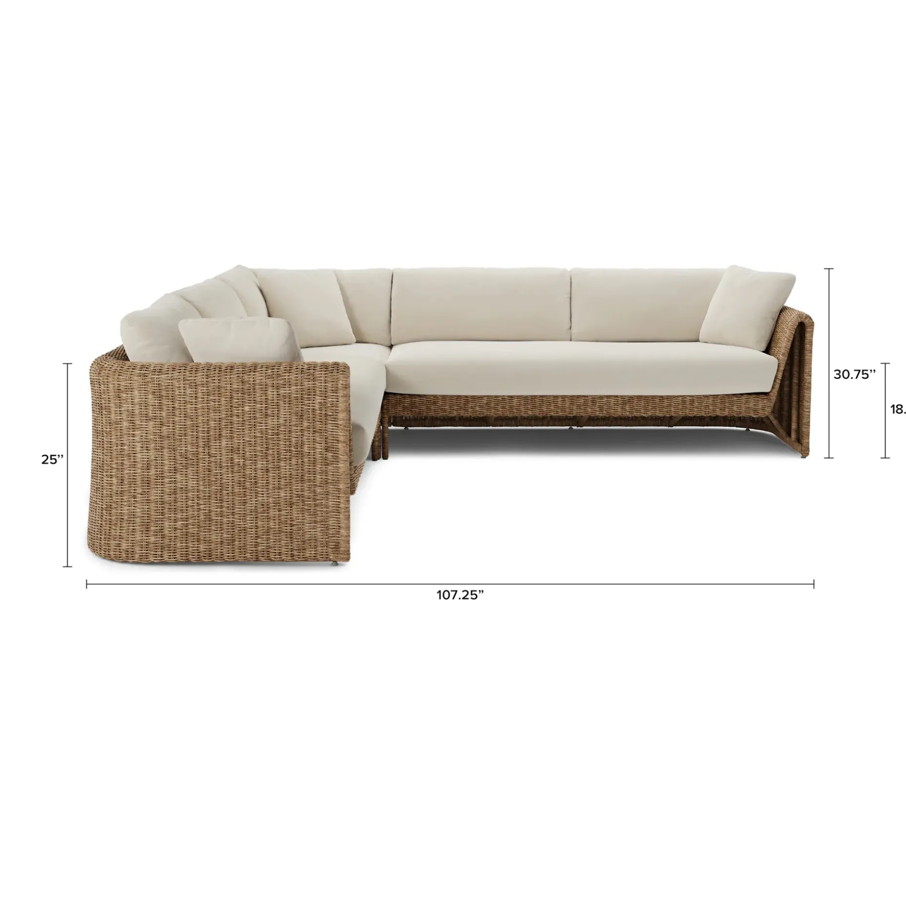 Willa 107.25" Outdoor Wicker Corner Sectional - Dravite Ivory