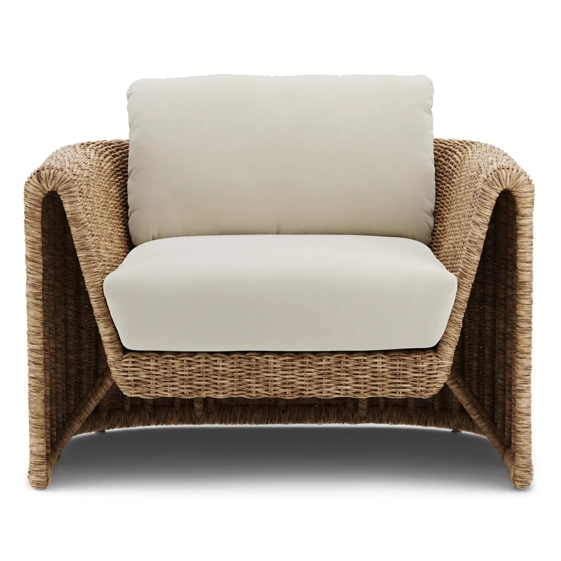 Willa 38" Outdoor Wicker Lounge Chair - Dravite Ivory