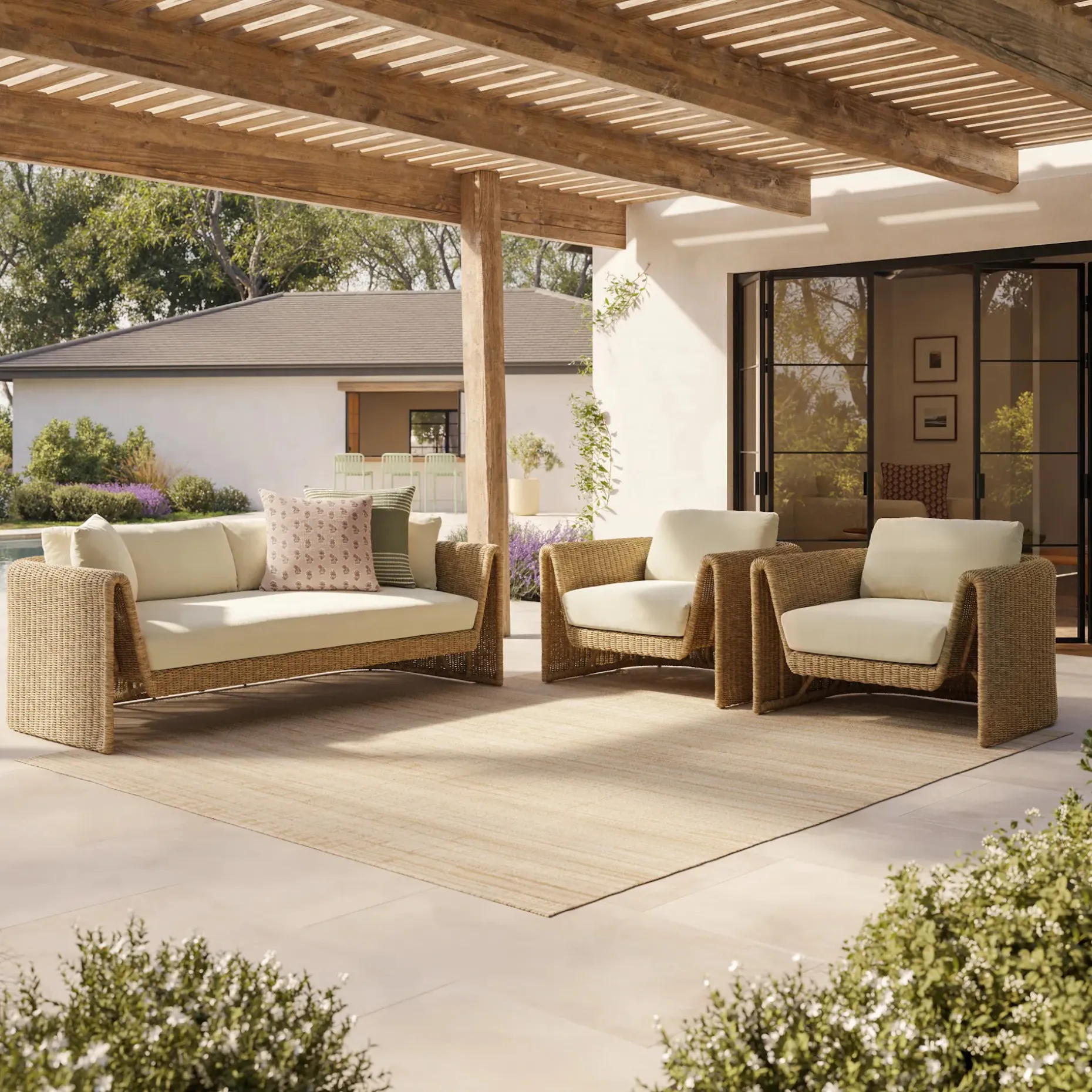 Willa 38" Outdoor Wicker Lounge Chair - Dravite Ivory