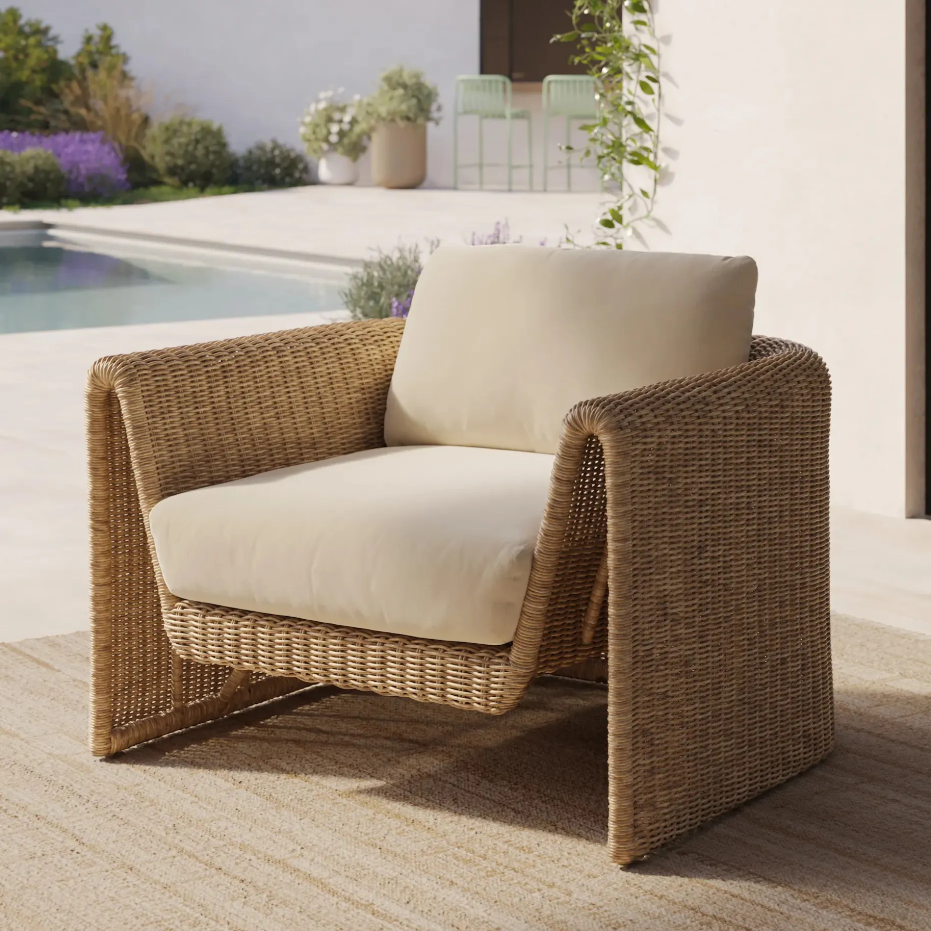 Willa 38" Outdoor Wicker Lounge Chair - Dravite Ivory