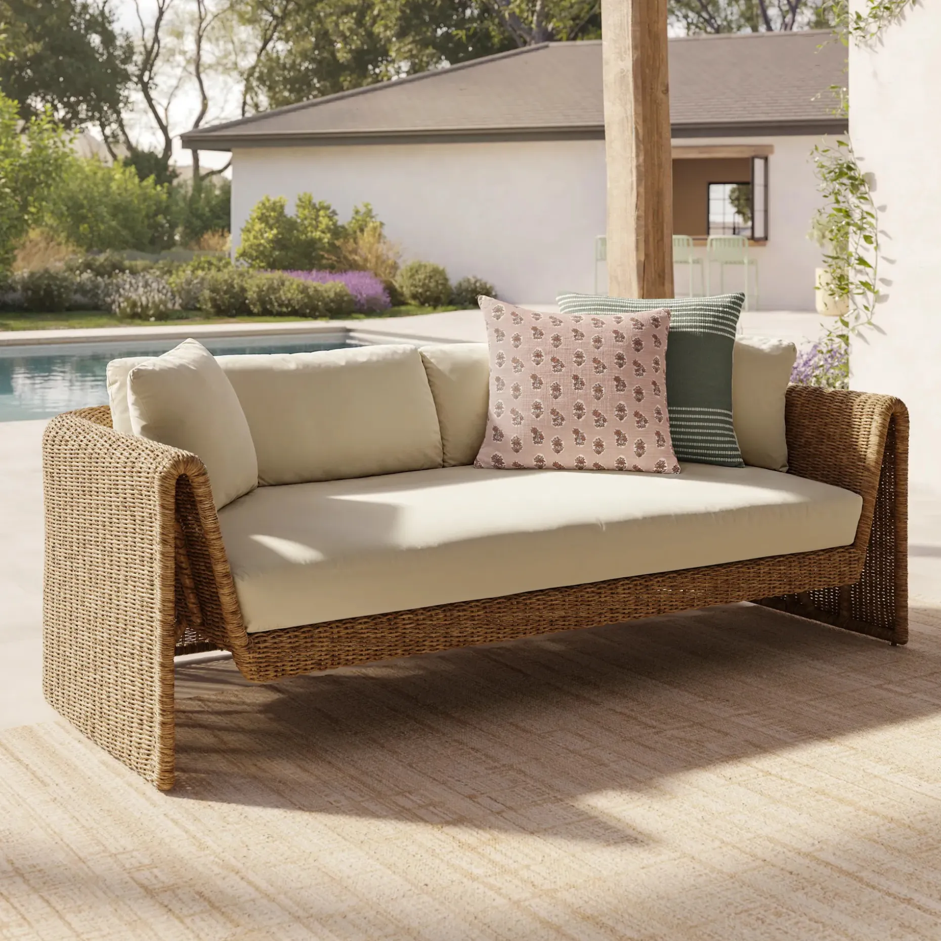 Willa 80" Outdoor Wicker Sofa - Dravite Ivory