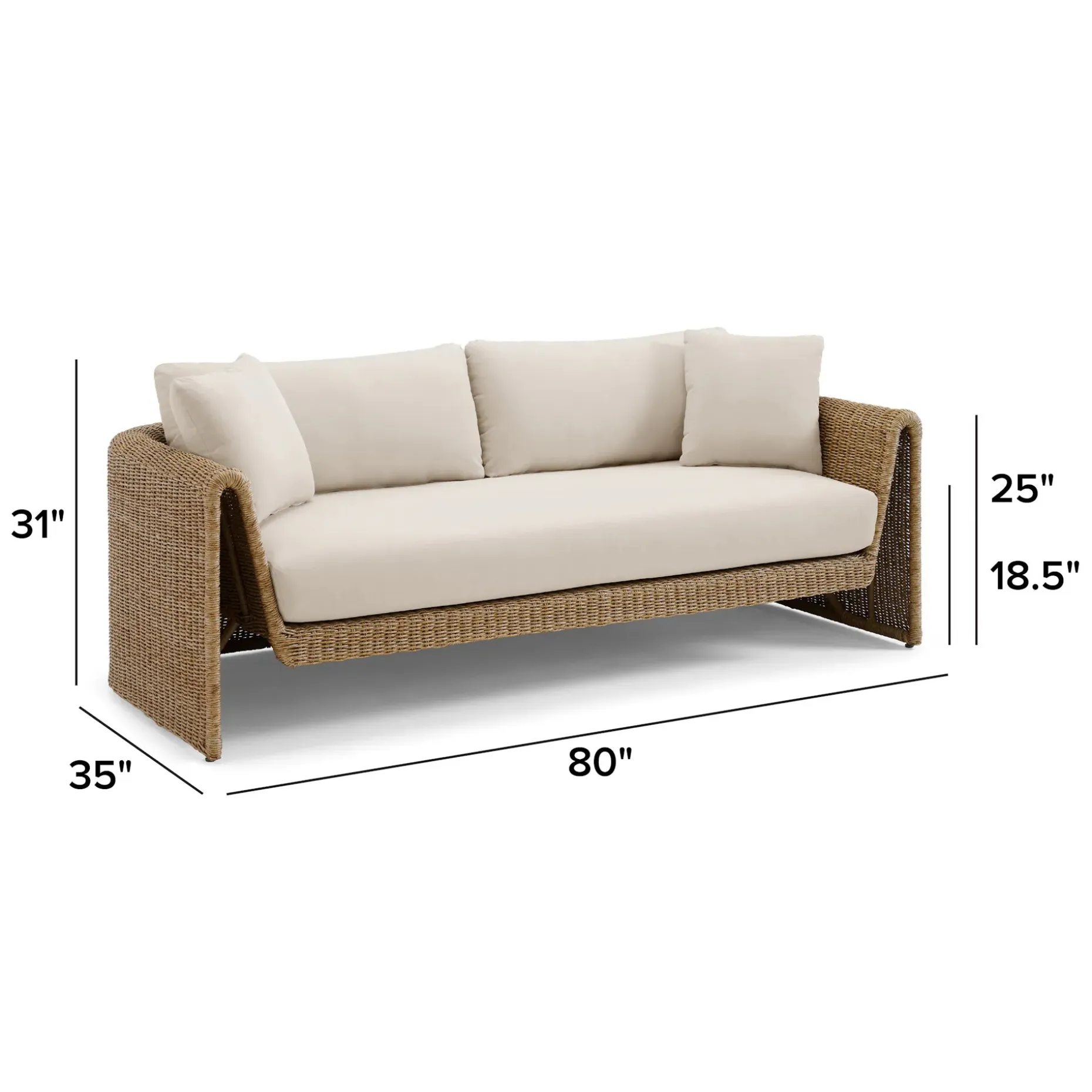 Willa 80" Outdoor Wicker Sofa - Dravite Ivory