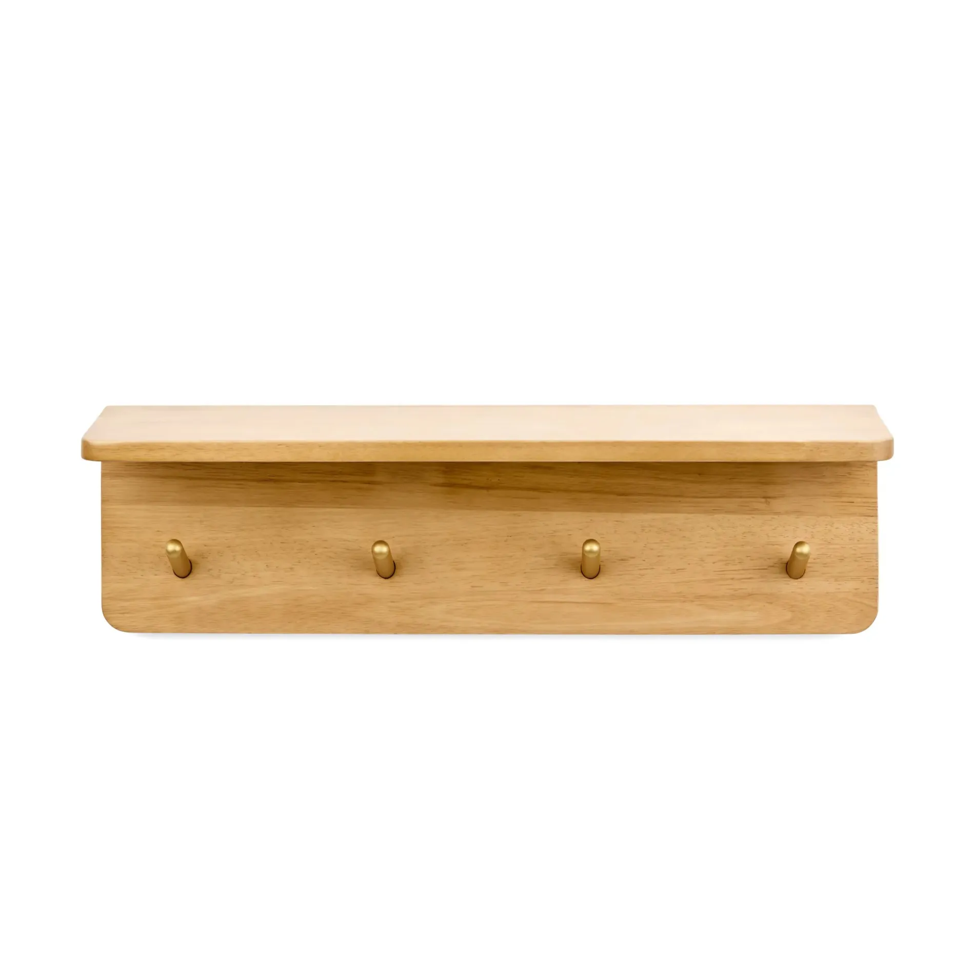 Williams 24" Shelf and Coat Rack - Brass and Oak