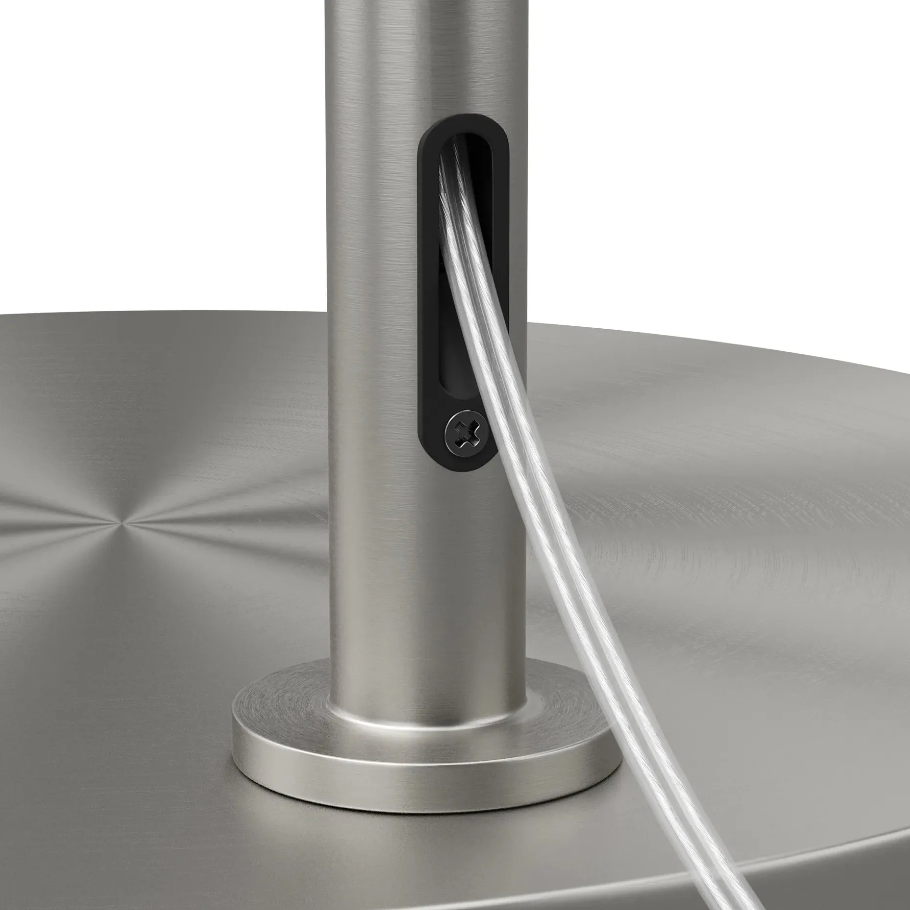 Zebu Large Linen Floor Lamp - Brushed Nickel