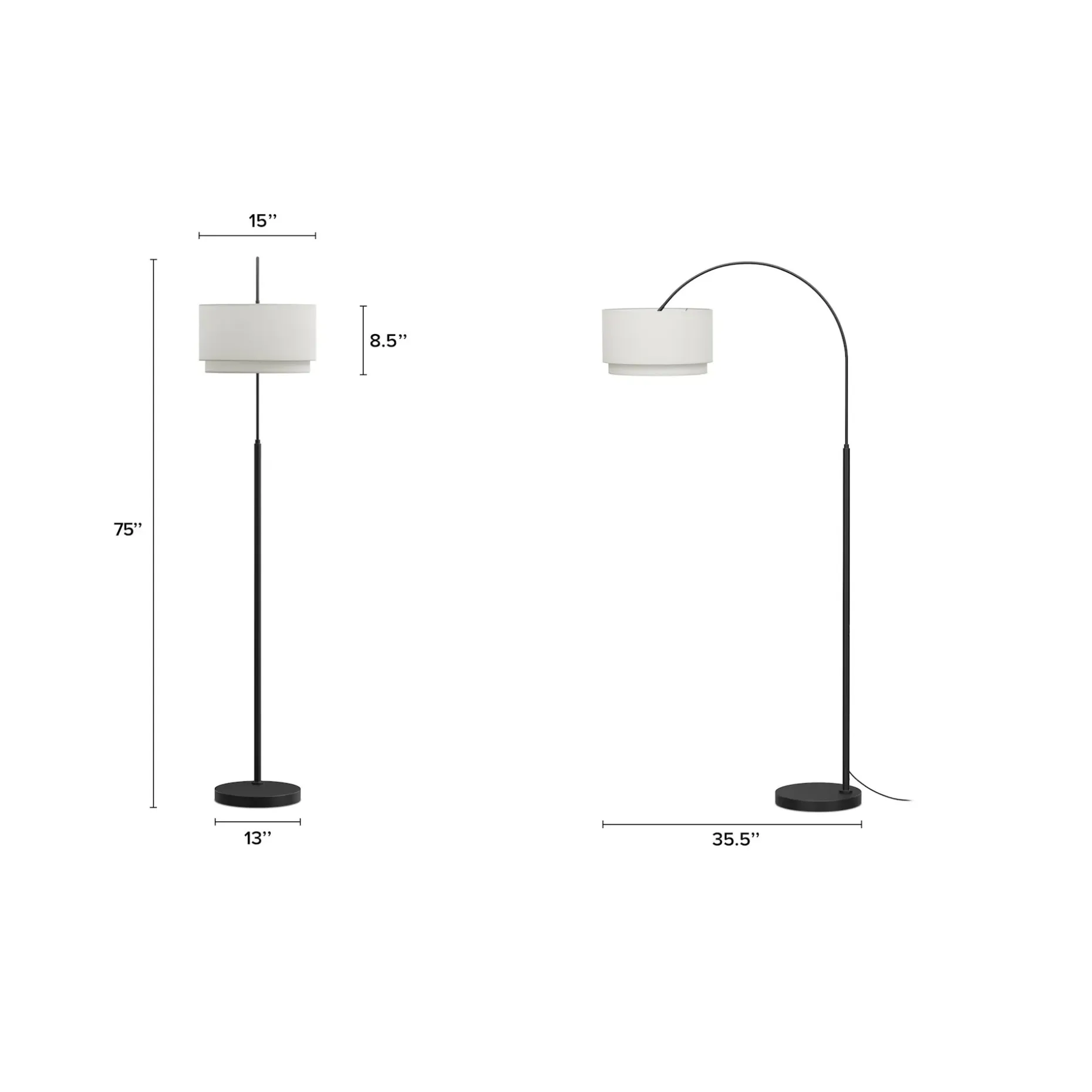 Zebu Small Linen Floor Lamp - Black