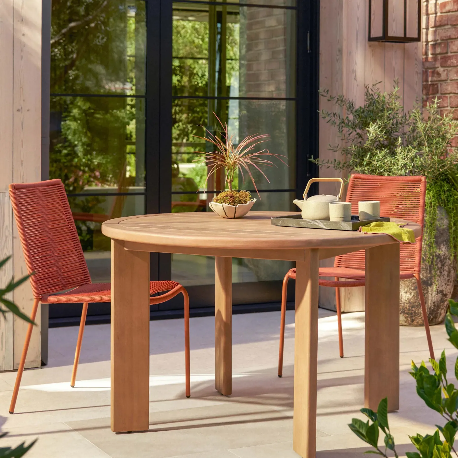 Zina Outdoor Stackable Dining Chair - Ochre Brown